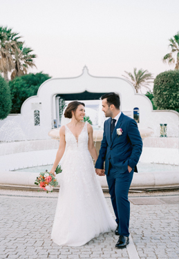 A Destination Wedding in Rhodes with Pretty Pops of Fuchsia and Breezy Blue